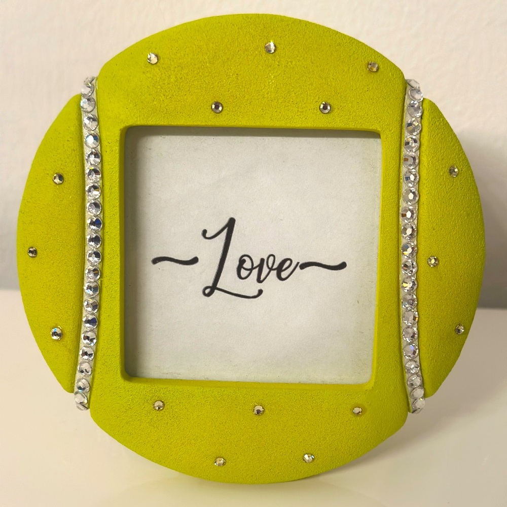 Tennis ball Swarovski picture frame unique gift love handmade